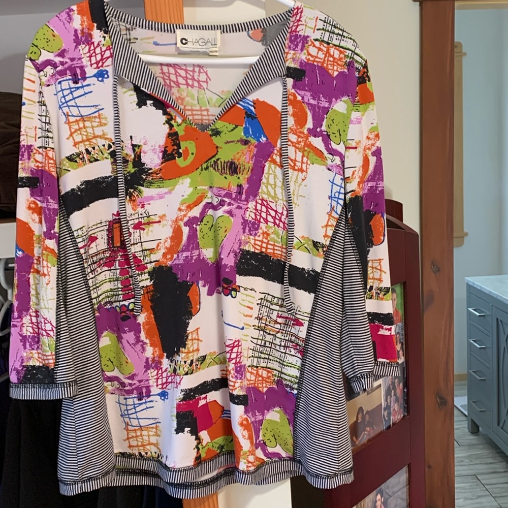 Women’s Chagall multi-print sweater.
